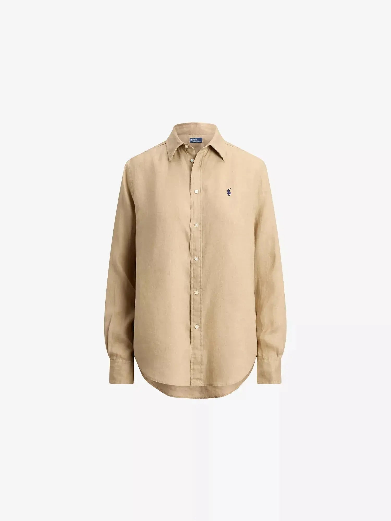 Women's Brand-Embroidered Long-Sleeved Linen Shirt Polo Ralph Lauren