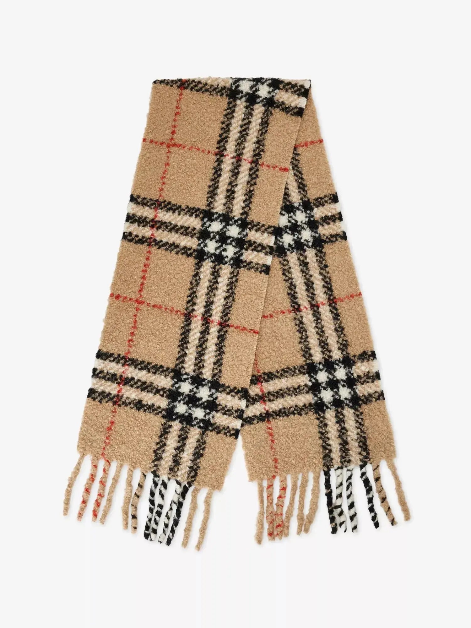 Women's Check-Bouclé Wool-Alpaca Blend Scarf Burberry