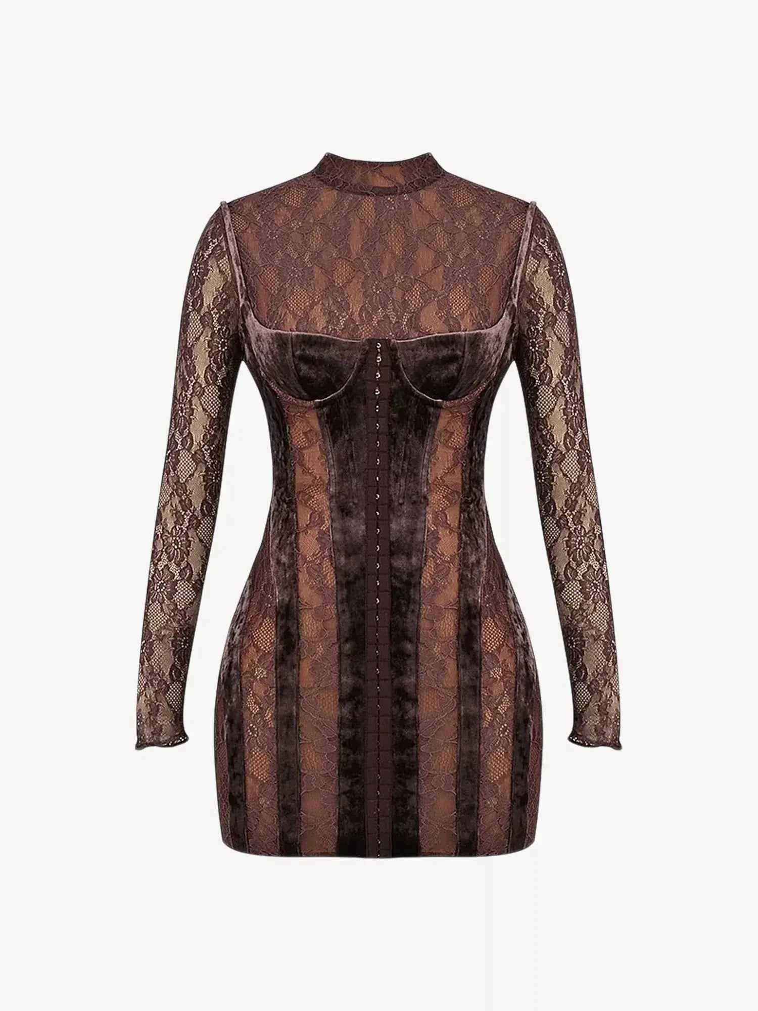 Women's Marica crushed-velvet stretch-lace mini dress House of CB