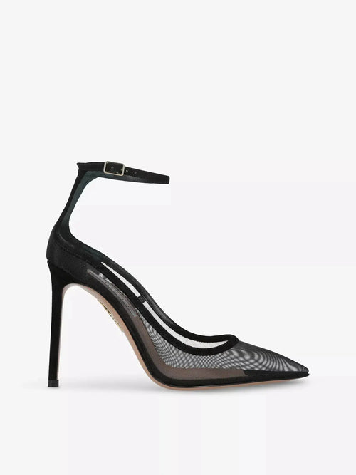 Women's Love Affair 105 Mesh and Suede Courts Aquazzura