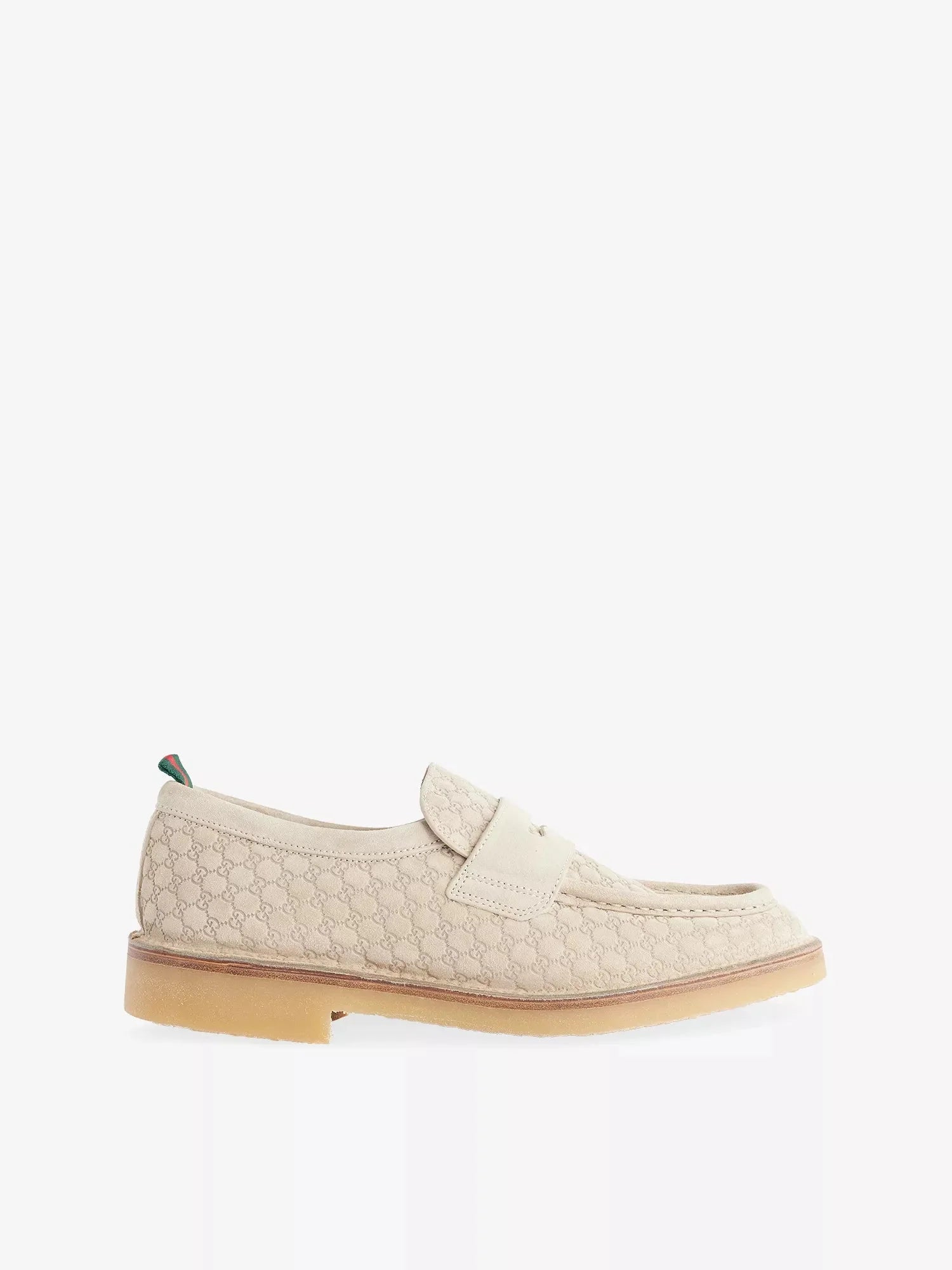 Men's Monogram Flat Suede Moccasins Gucci