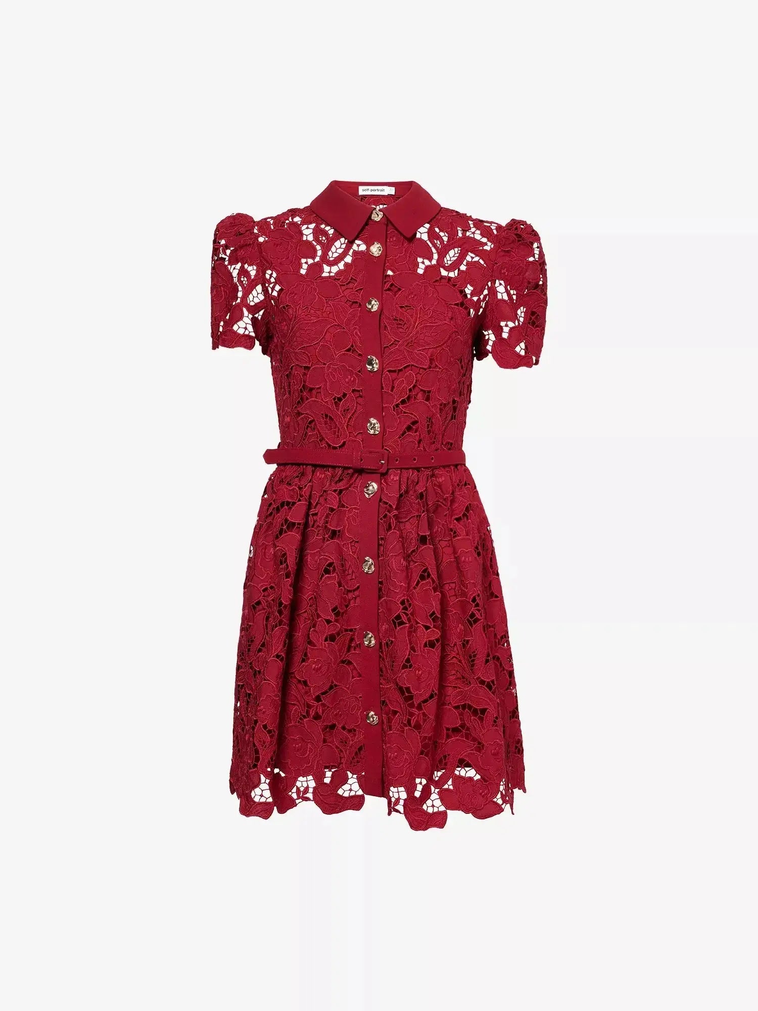 Women's Embroidered Collared Lace Mini Dress Self-Portrait