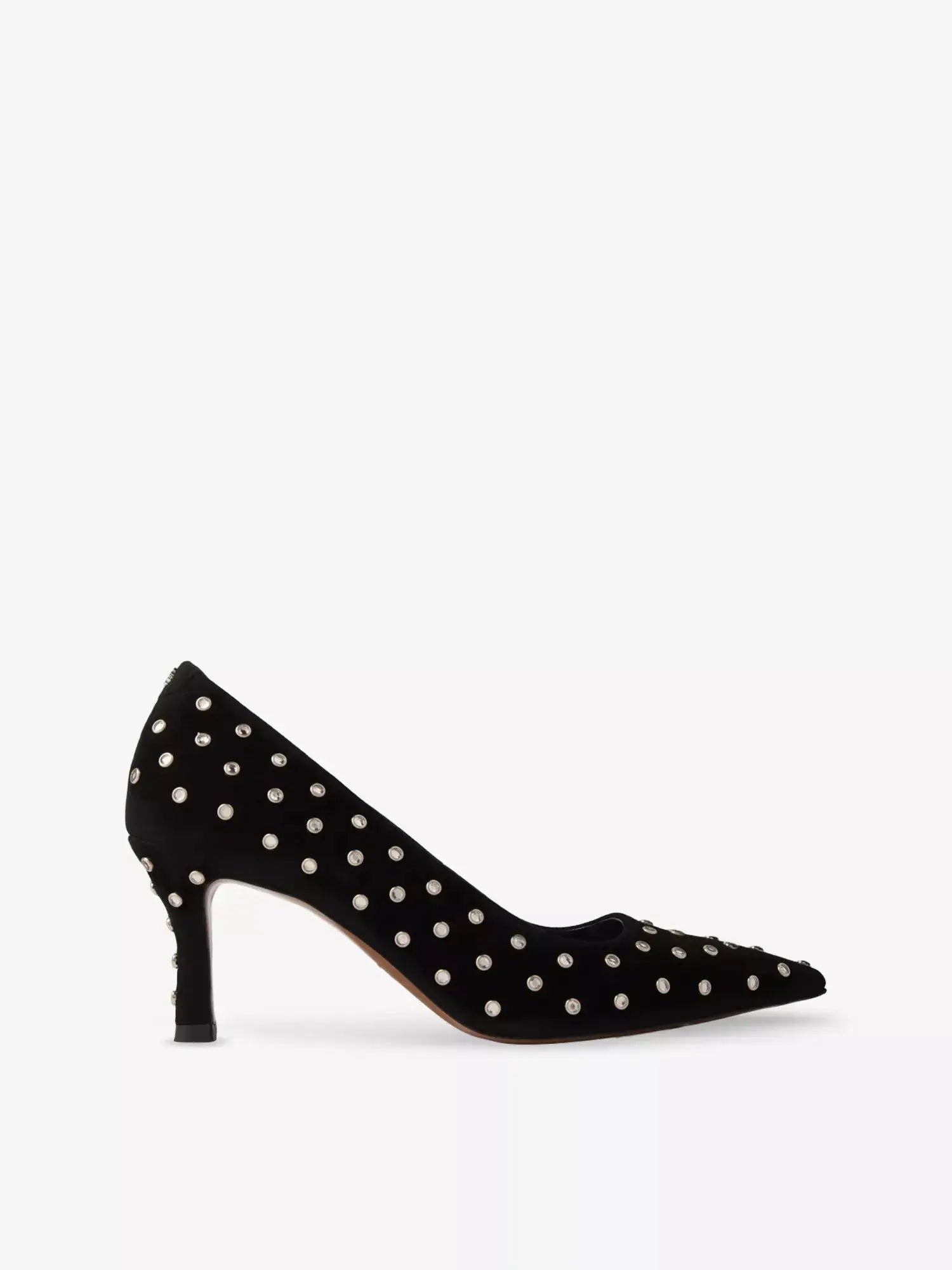 Women's Rhinestone-Embellished Heeled Leather Pumps Maje