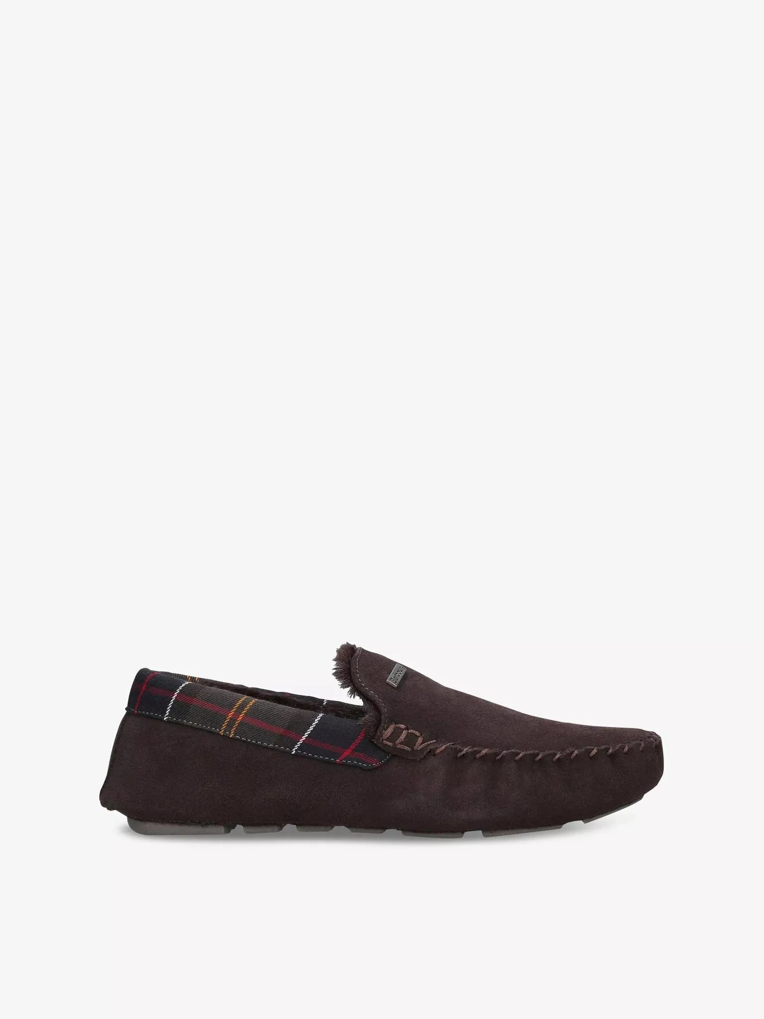 Men's Monty Faux-Shearling Lined Tartan-Check Suede Slippers Barbour