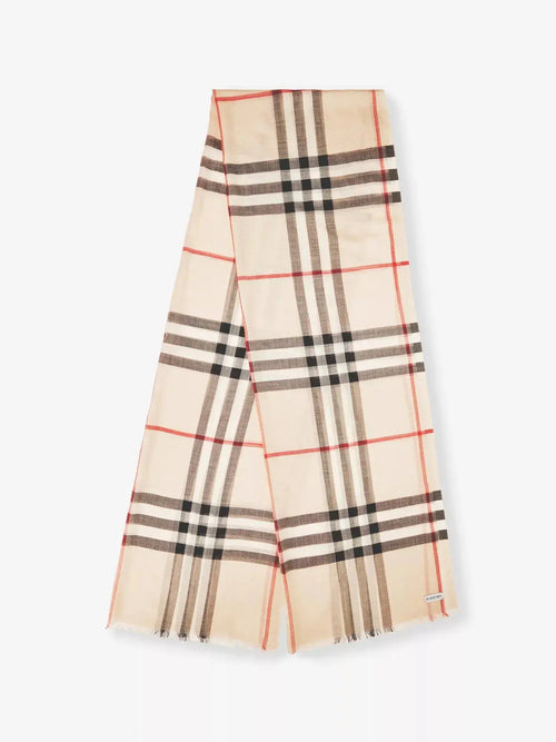 Women's Wide Check Wool-Silk Scarf Burberry