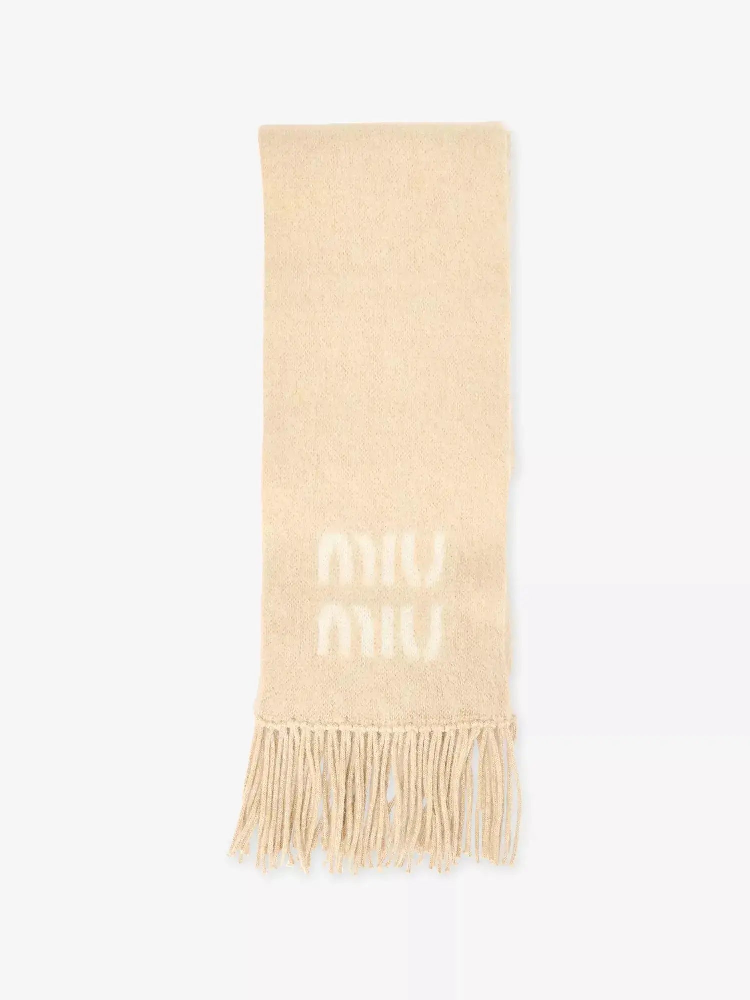 Women's Fringed Brushed Wool-Blend Scarf Miu Miu