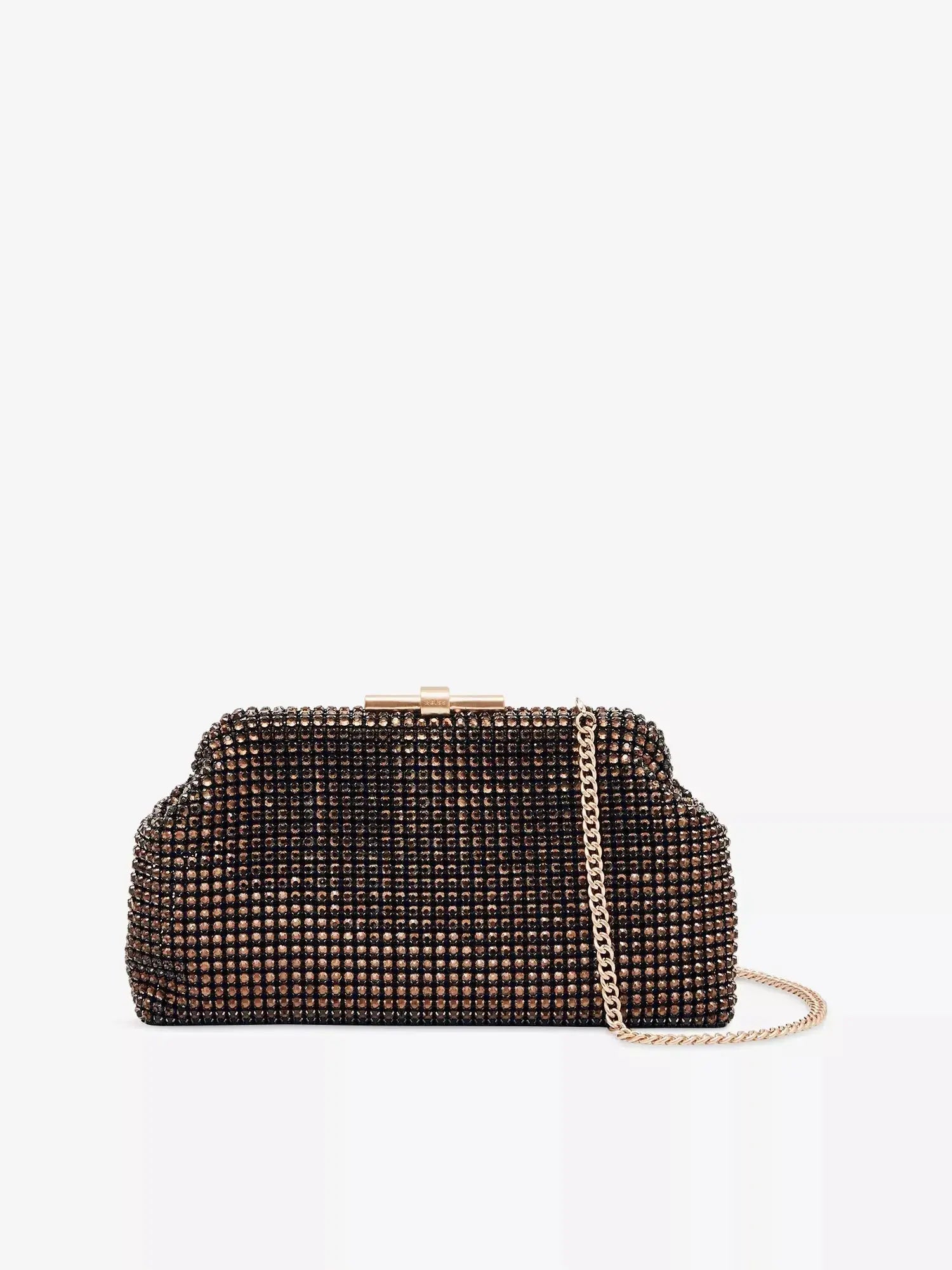 Women's Adaline chain-strap crystal-embellished woven clutch bag Reiss