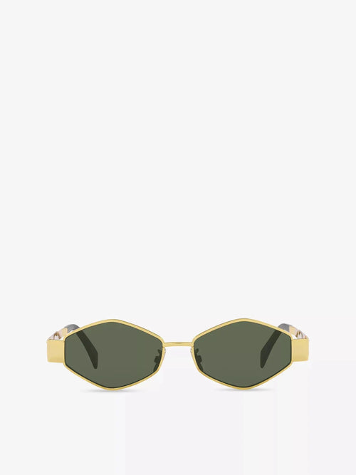 Women's Metaltriomphe Irregular-Frame Metal Sunglasses CELINE