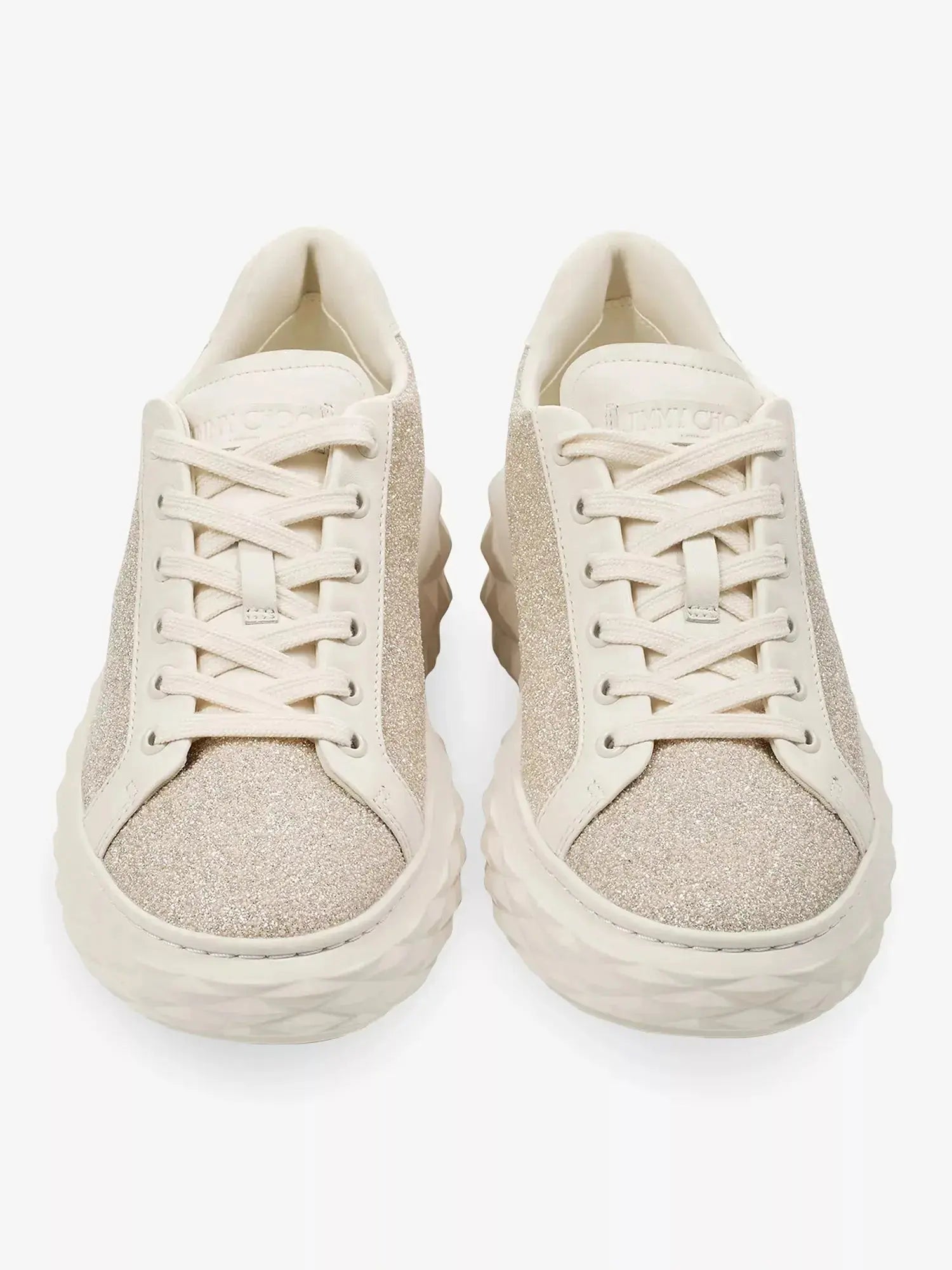 Women's Diamond Light Maxi Glitter-Embellished Leather Trainers Jimmy Choo