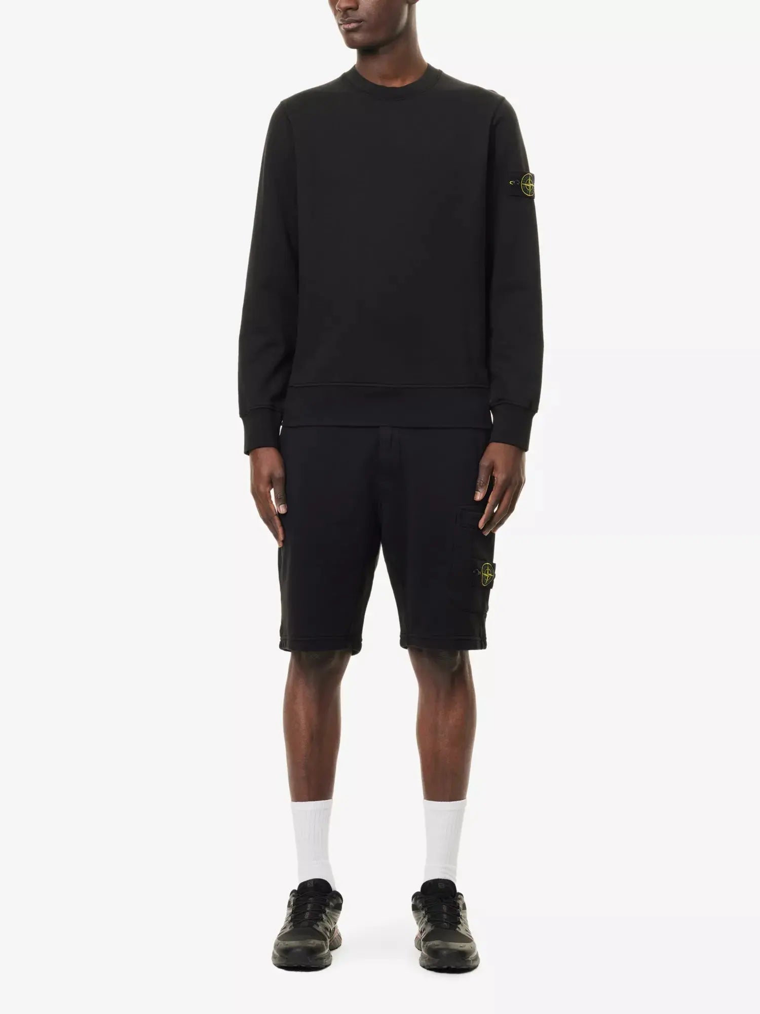 Men's Crewneck Brand-Badge Cotton-Jersey Sweatshirt Stone Island