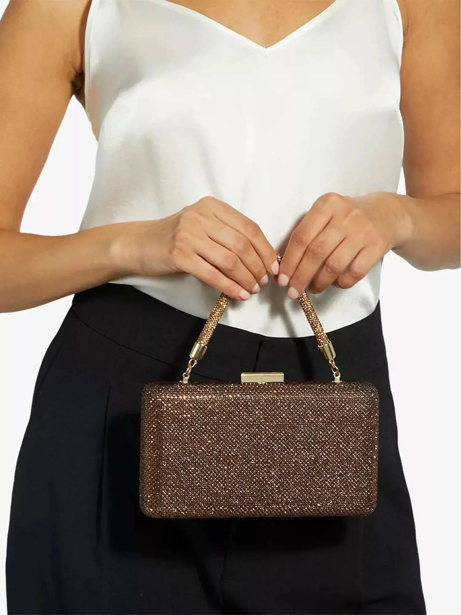 Women's Beaut Metallic Woven Clutch Bag Dune