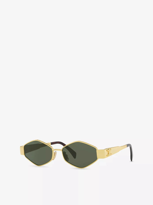 Women's Metaltriomphe Irregular-Frame Metal Sunglasses CELINE