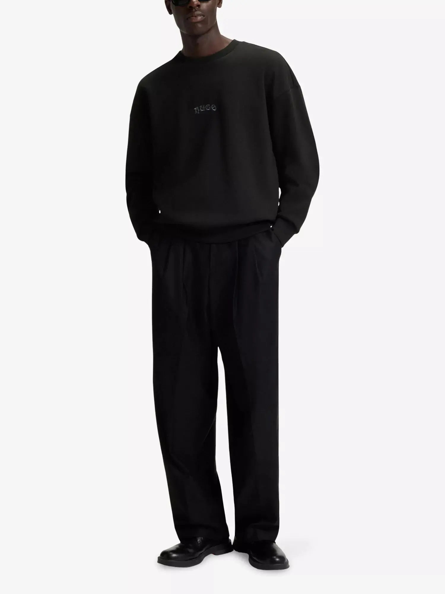 Men's Brand-Embroidered Relaxed-Fit Cotton-Blend Sweatshirt HUGO