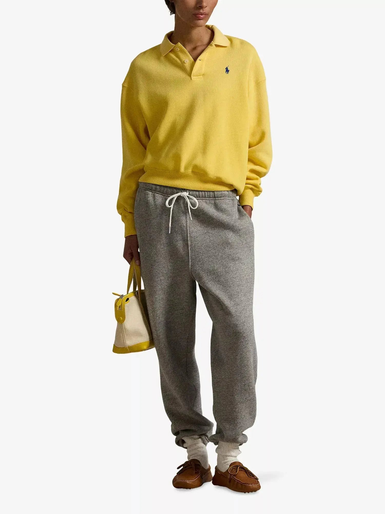 Women's Brand-Embroidered Polo-Collar Cotton-Blend Sweatshirt Polo Ralph Lauren