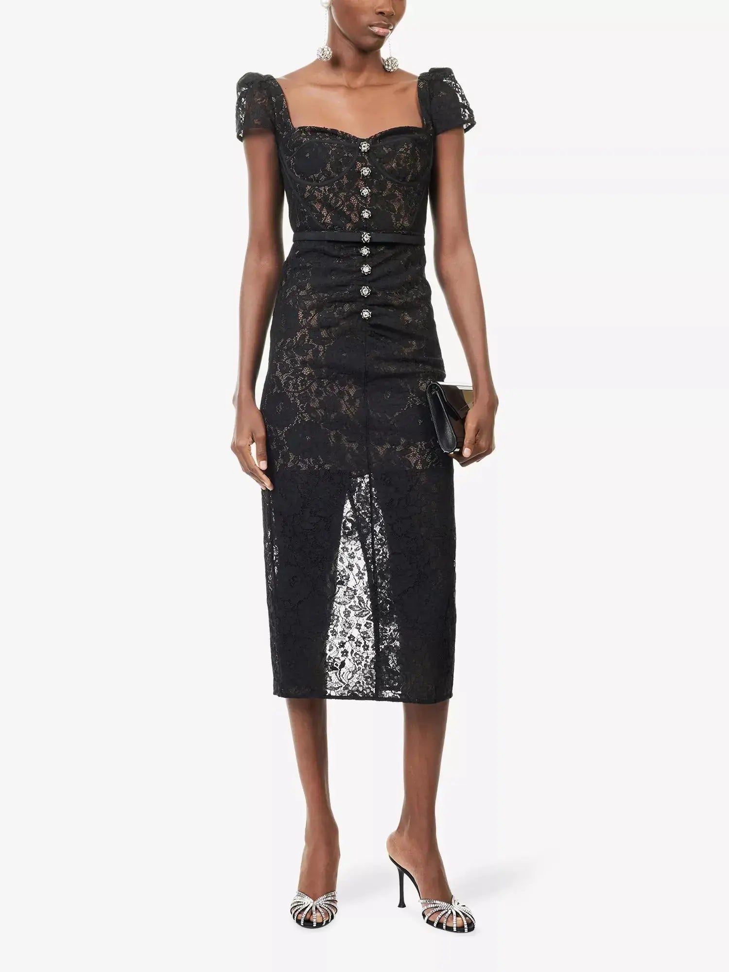 Women's Sweetheart Lace Cotton-Blend Midi Dress Self-Portrait