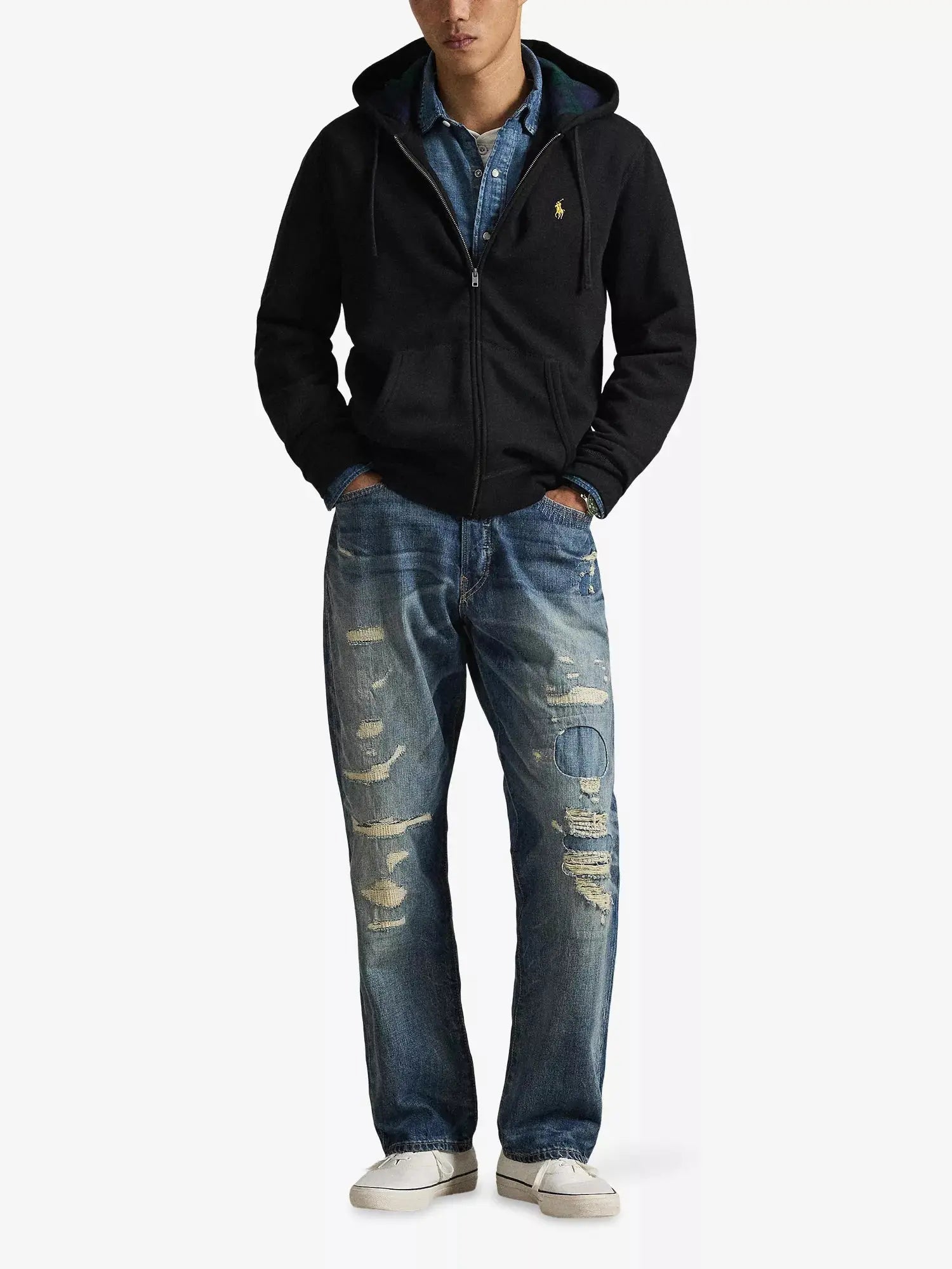 Men's Zipped Logo-Embroidered Cotton-Blend Hoody Polo Ralph Lauren