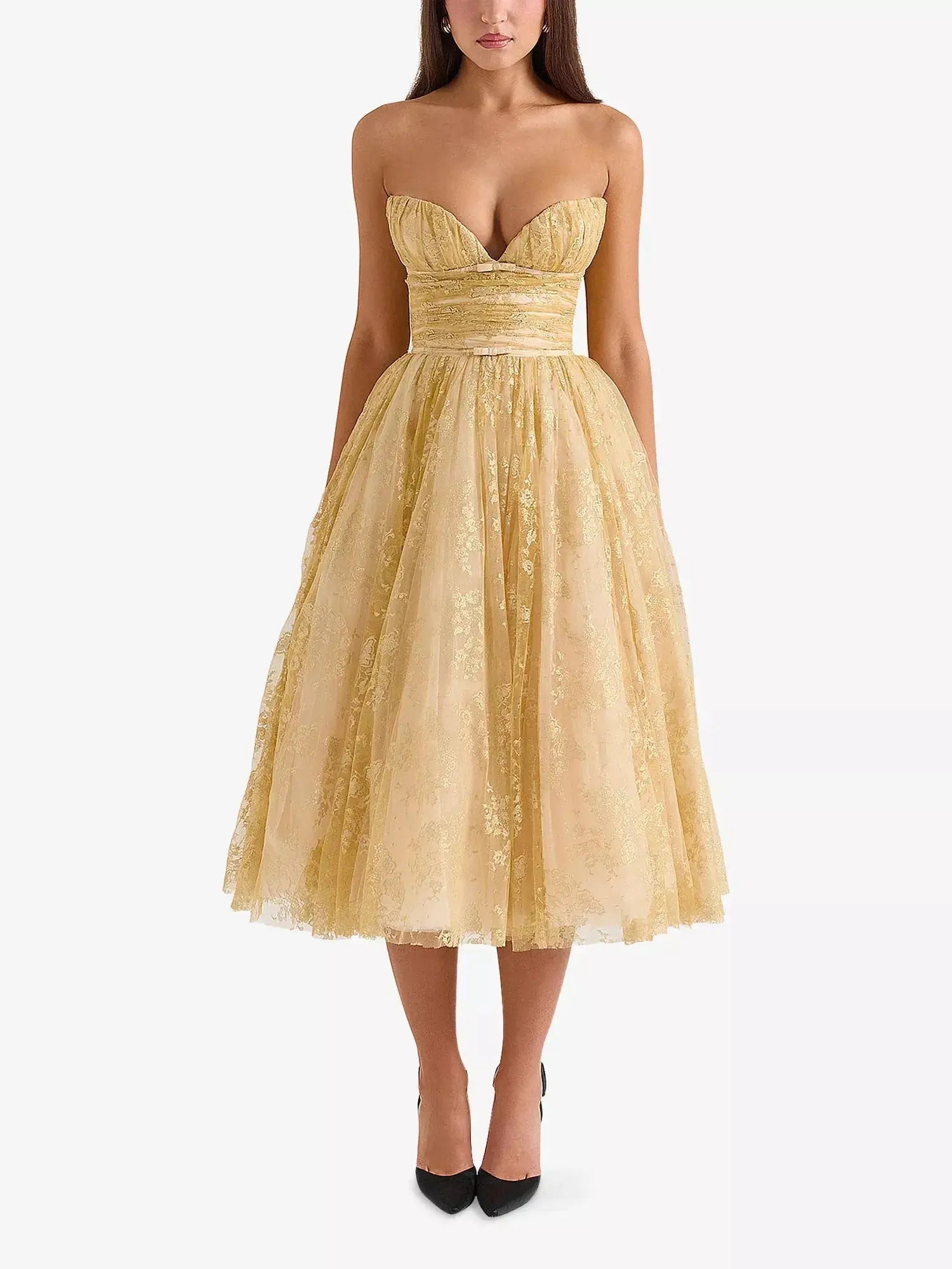 Women's Madame Strapless Woven Midi Dress House of CB