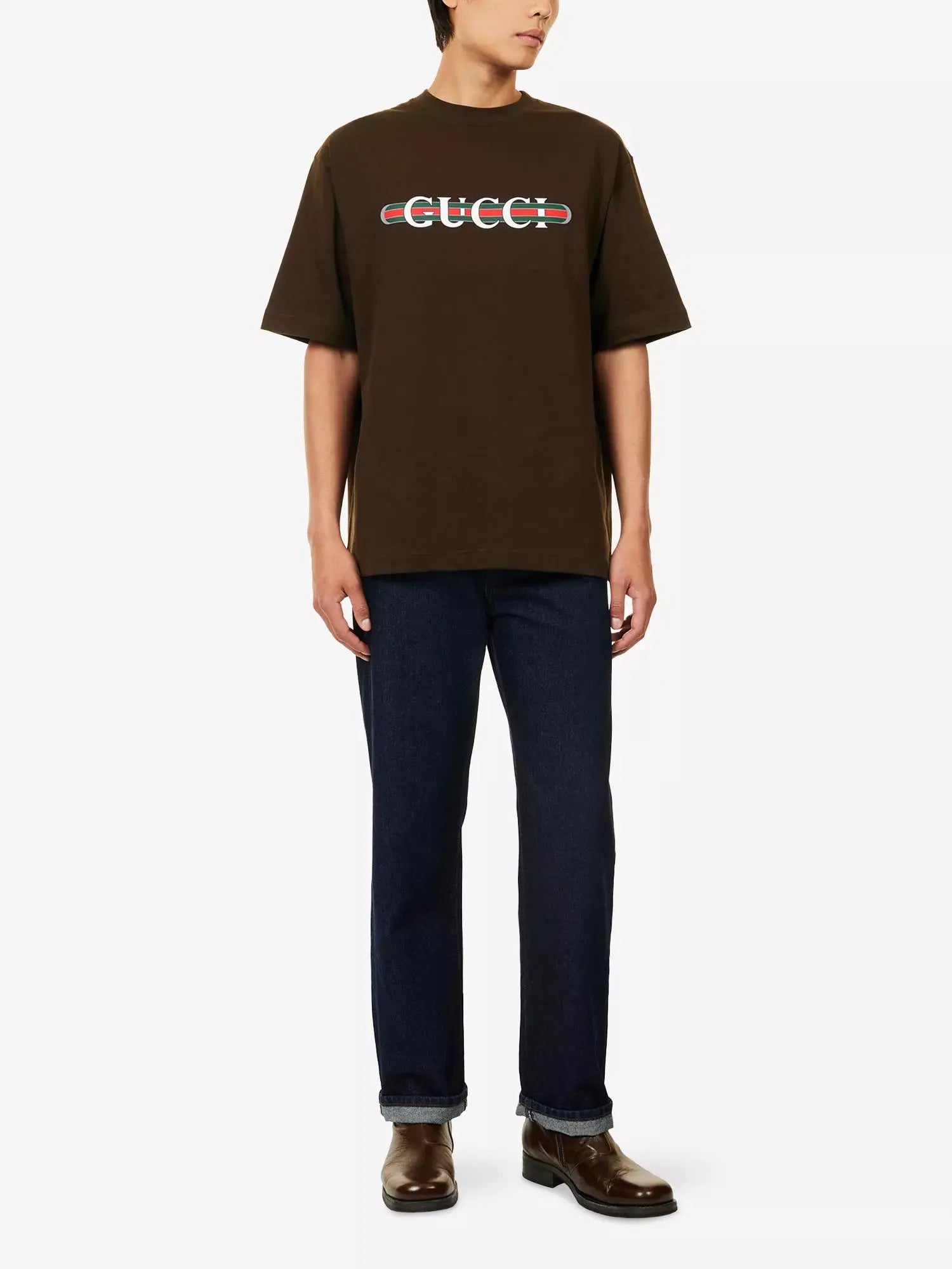 Men's Logo-Print Crewneck Cotton T-Shirt Gucci