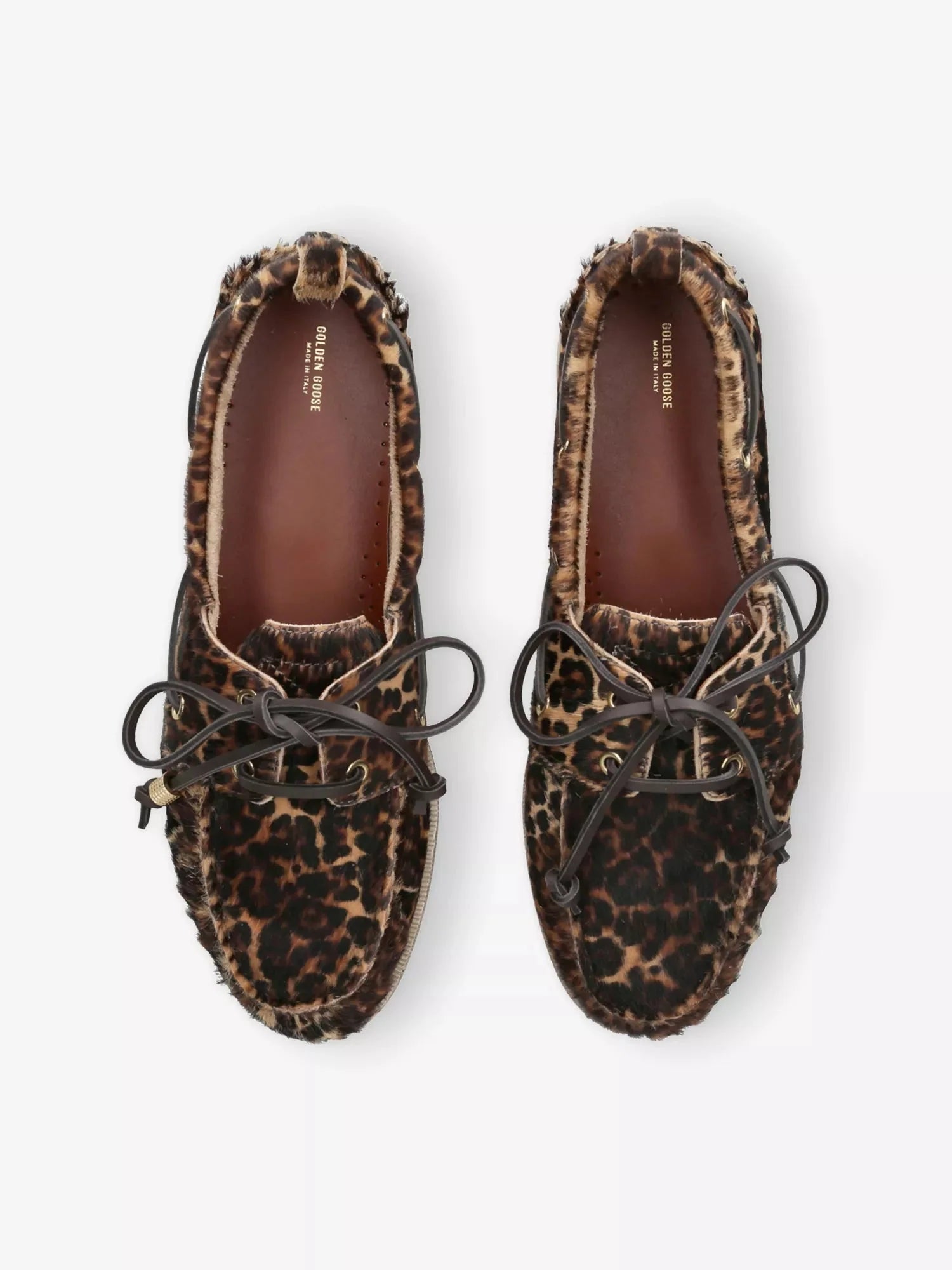Men's Leopard-Print Leather Boat Shoes Golden Goose