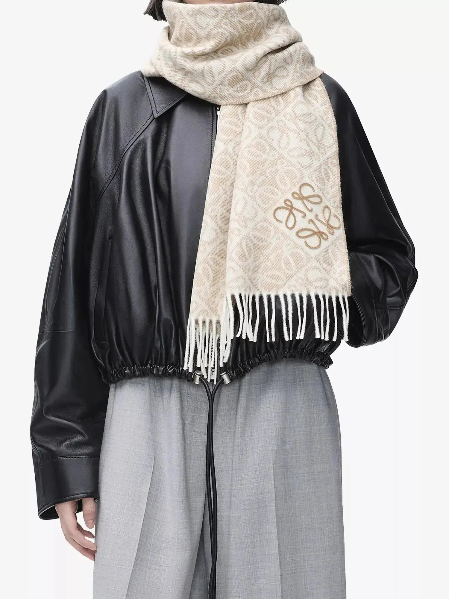 Women's Anagram-pattern wool and cashmere-blend scarf Loewe
