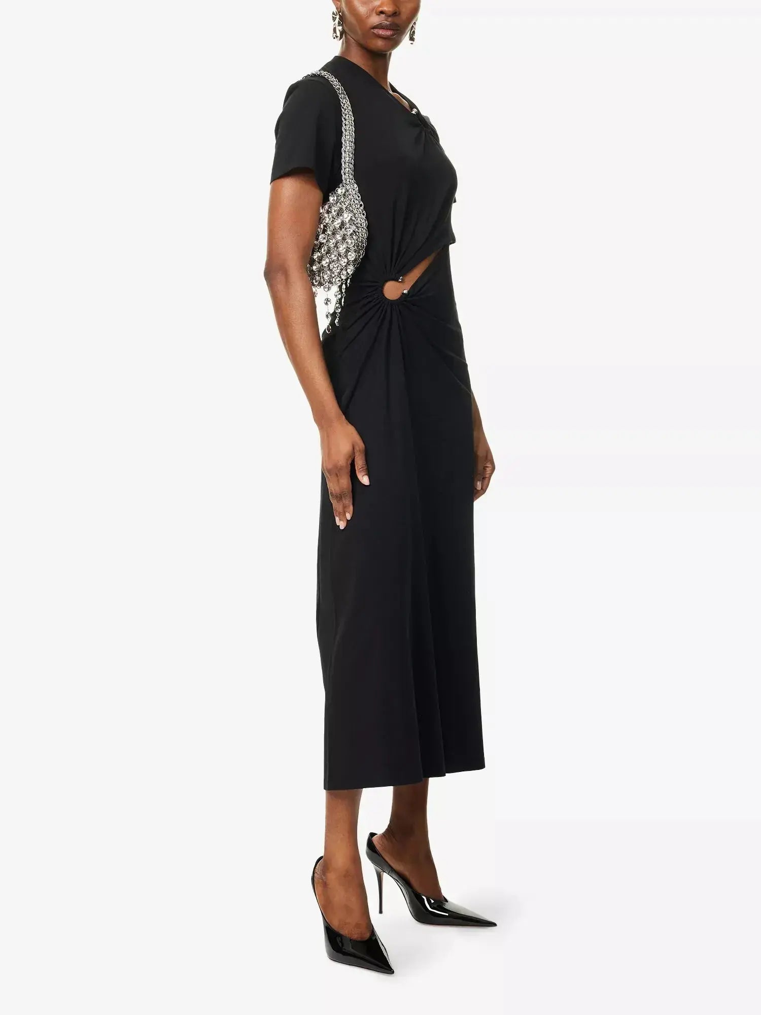 Women's Ring Ruched Stretch-Cotton Jersey Maxi Dress Rabanne