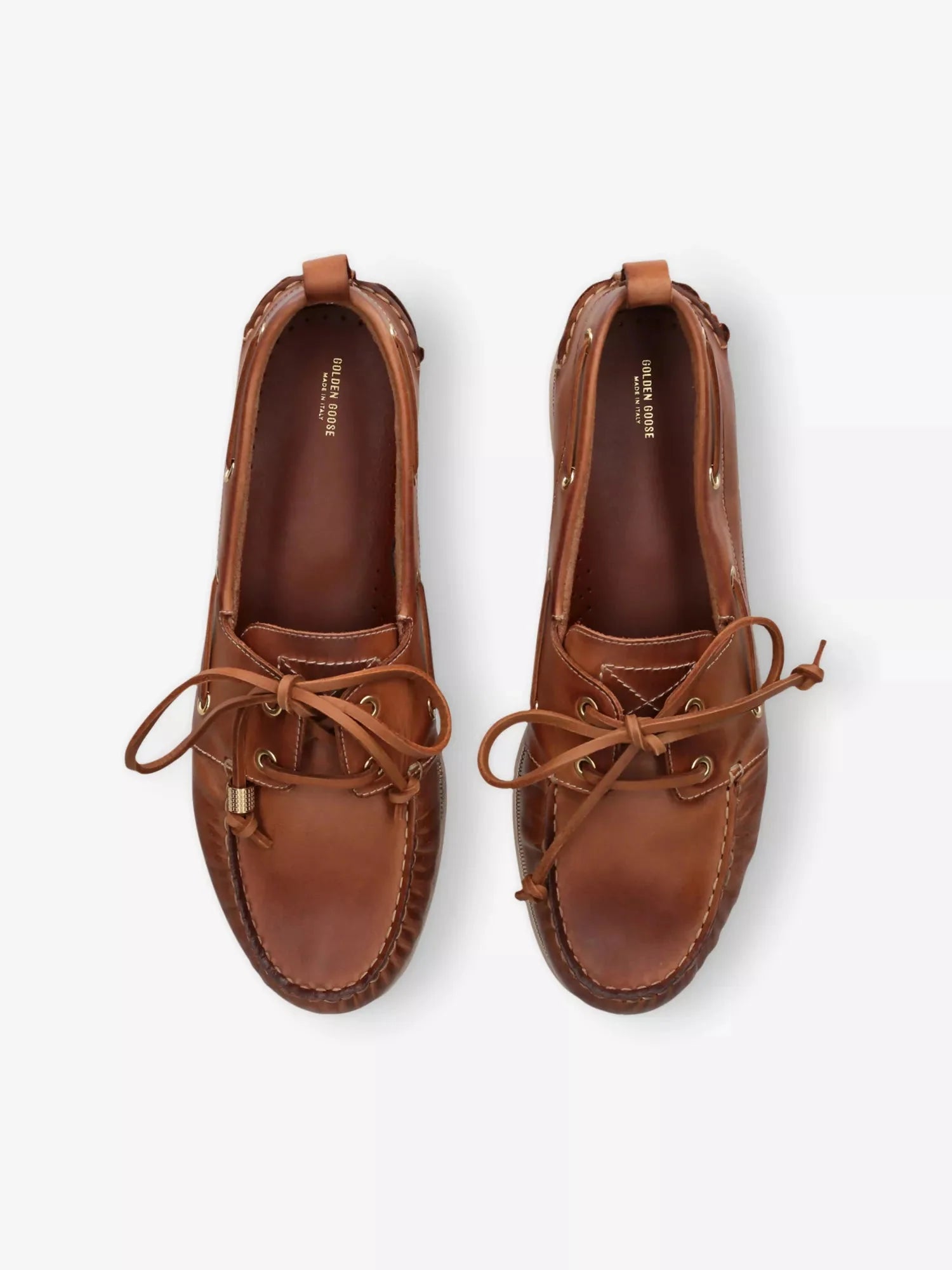 Men's Logo-Embossed Leather Boat Shoes Golden Goose