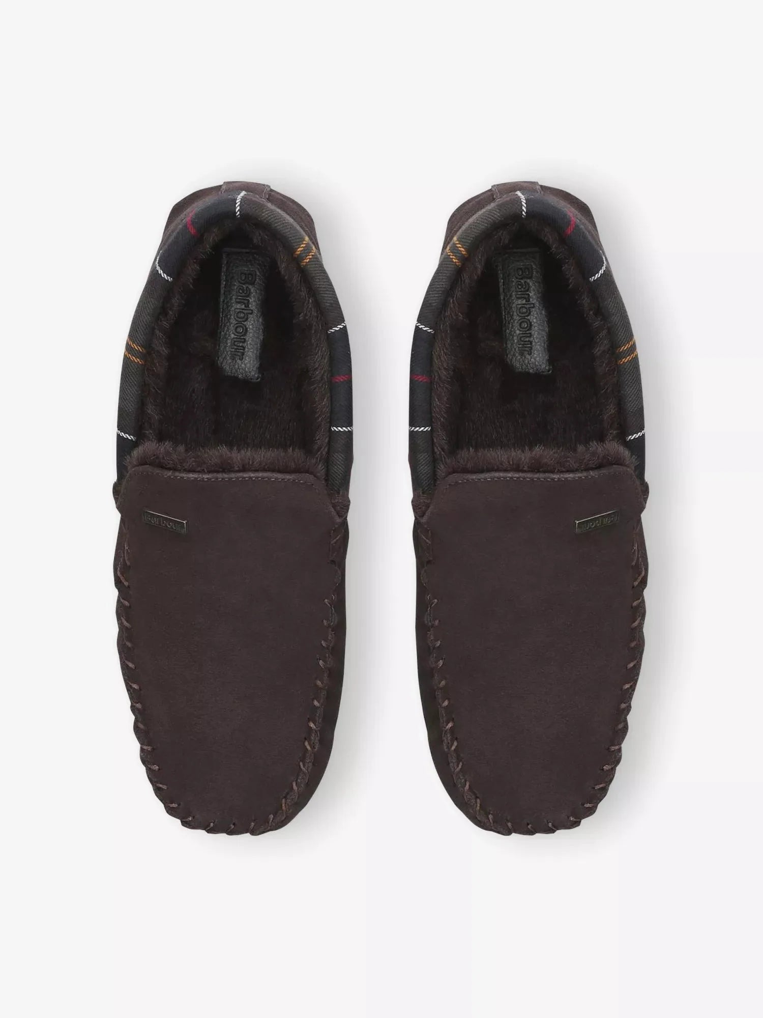 Men's Monty Faux-Shearling Lined Tartan-Check Suede Slippers Barbour