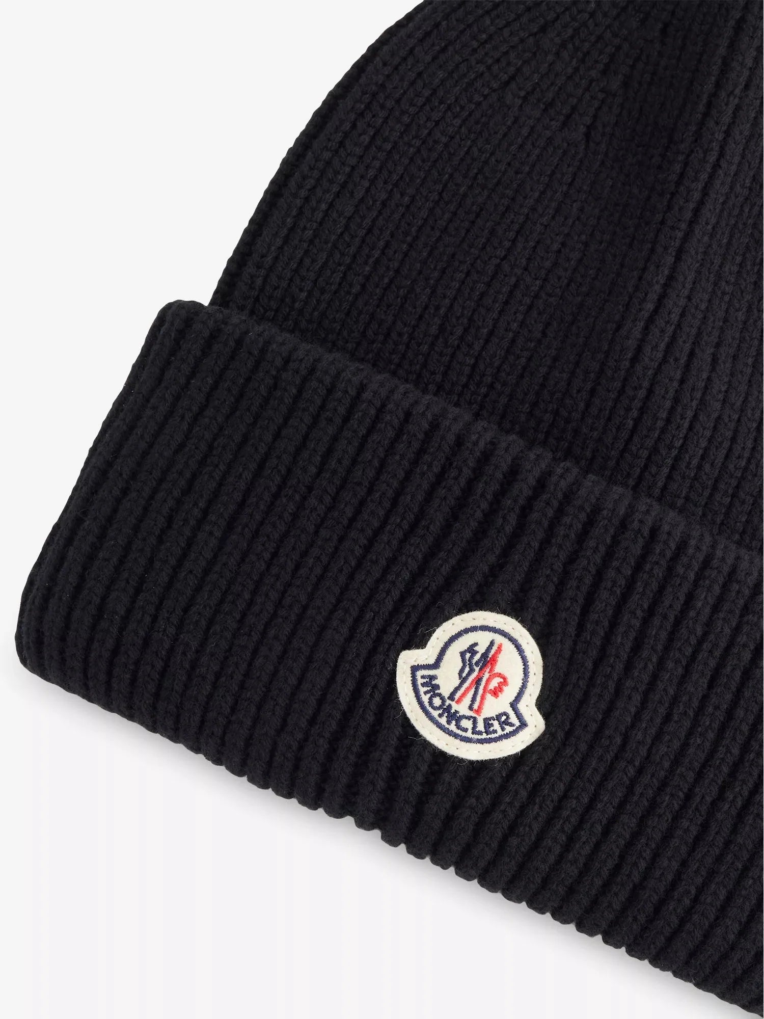 Men's Logo-Patch Ribbed Wool-Cashmere Beanie Hat Moncler