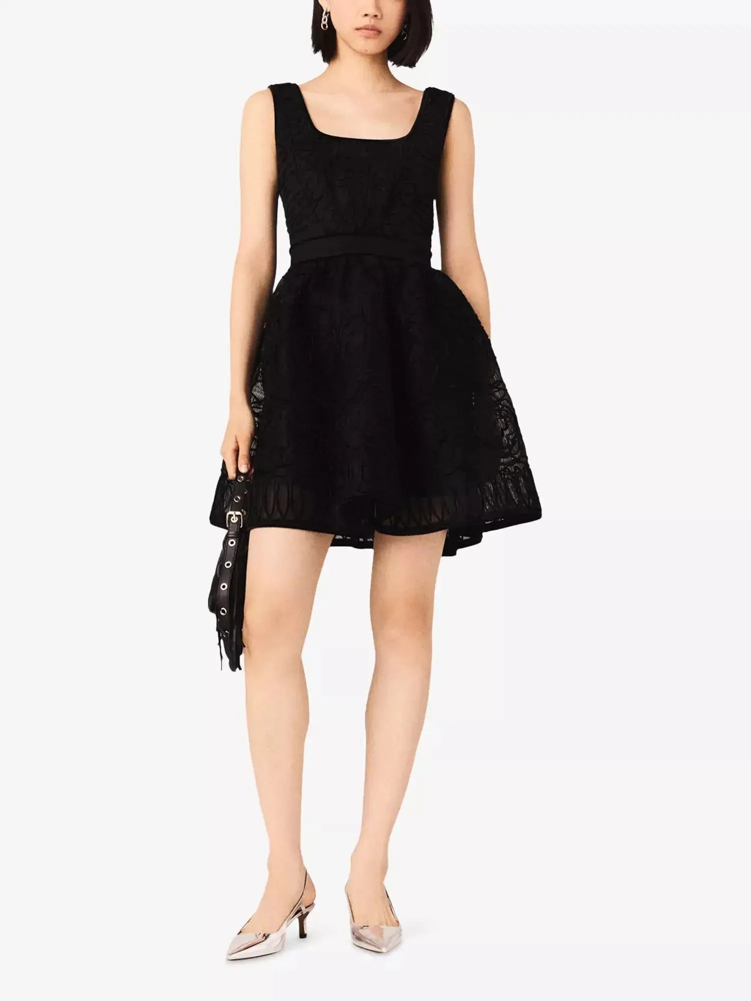 Women's Floral-Embroidered Square-Neck Woven Mini Dress Maje