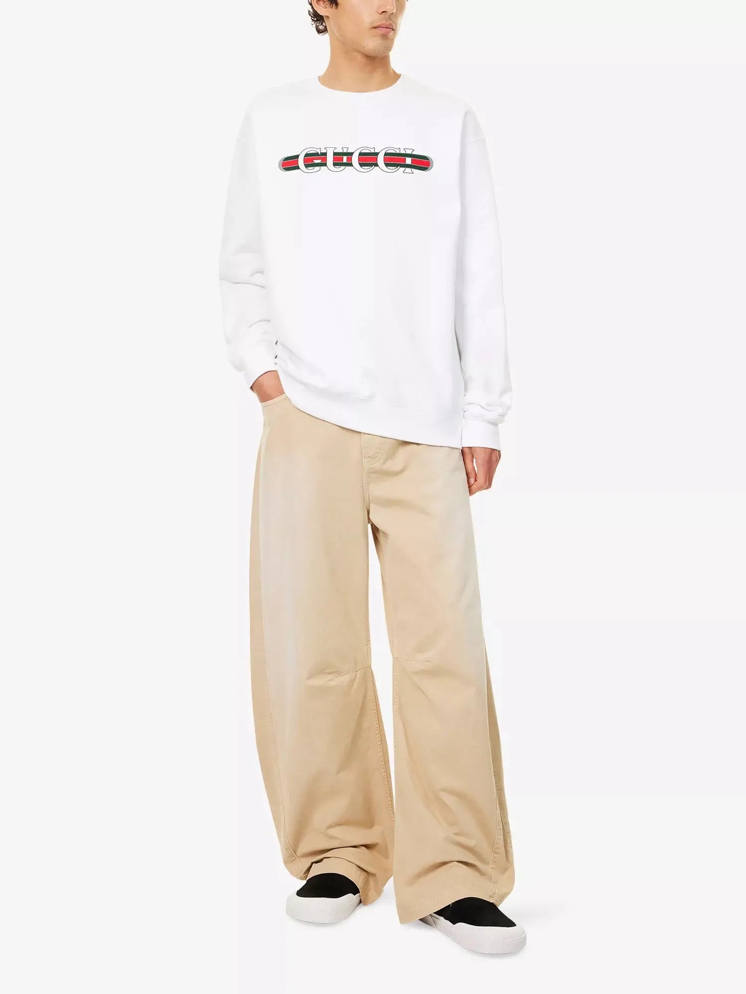 Men's Logo-Print Relaxed-Fit Cotton-Jersey Sweatshirt Gucci