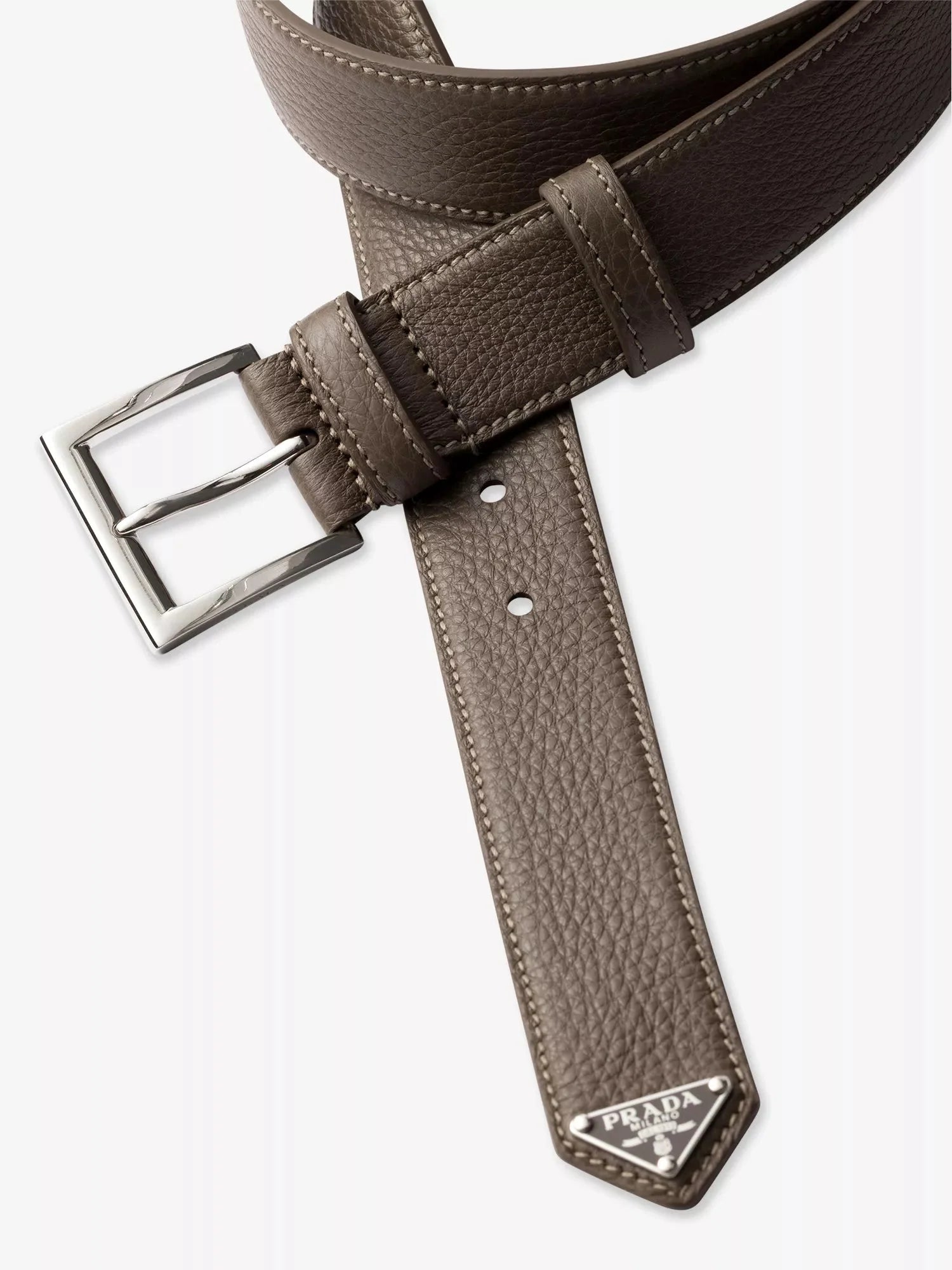 Men's Brand-Plaque Leather Belt Prada