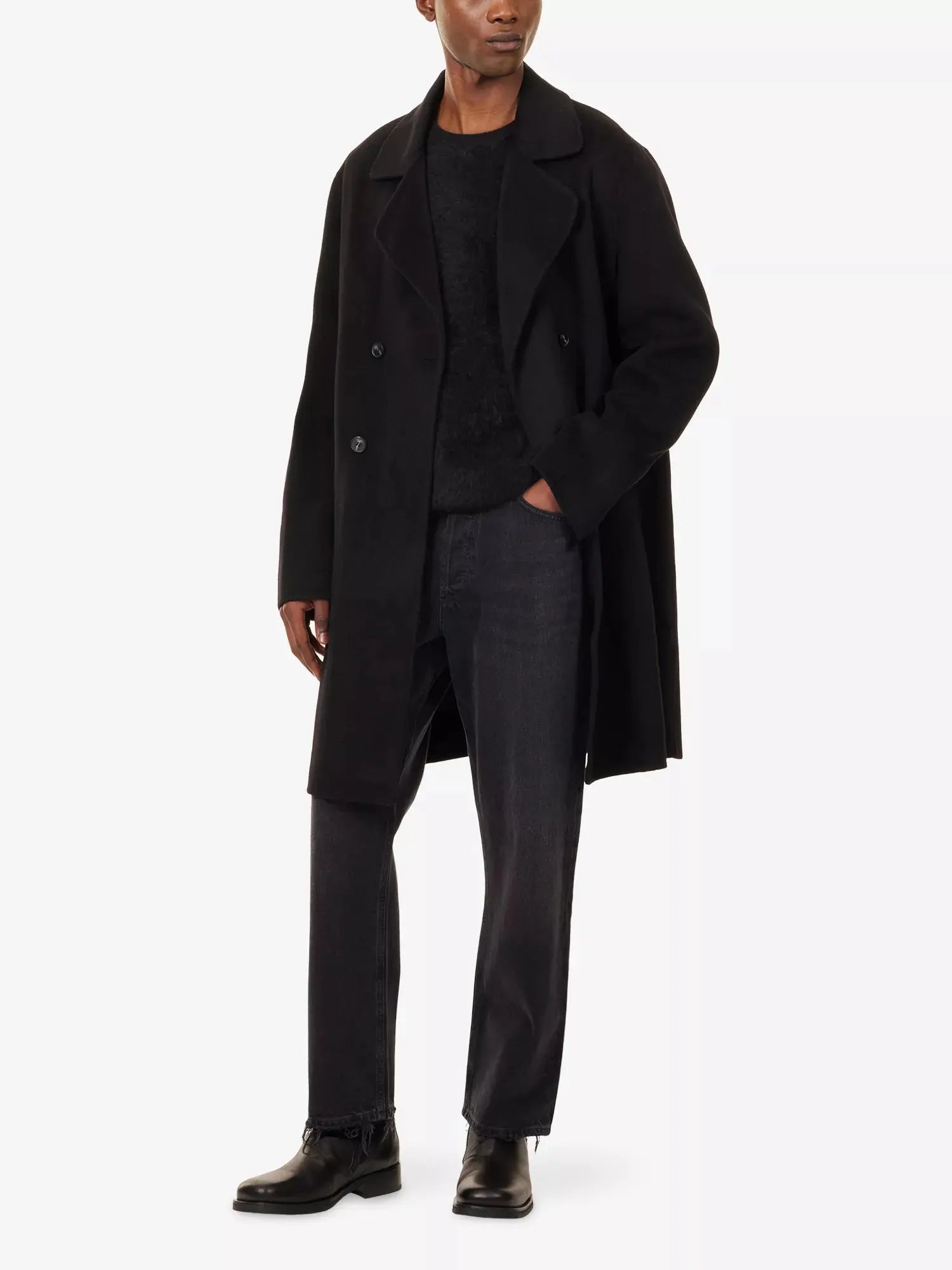 Men's Brushed-Knit Crewneck Cashmere Jumper Soft Goat