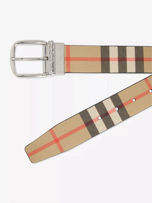 Men's The Check Leather Belt Burberry
