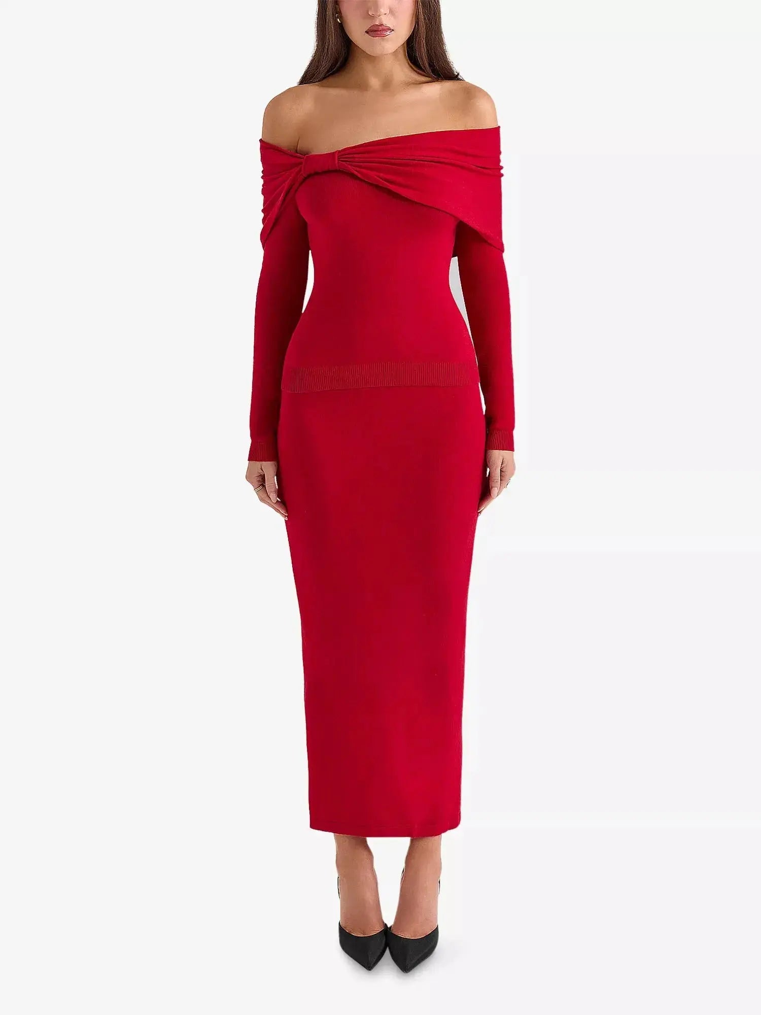 Women's Amaryllis Off-Shoulder Knitted Jumper House of CB