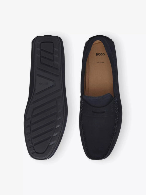Men's Penny-Detail Suede Loafers Boss