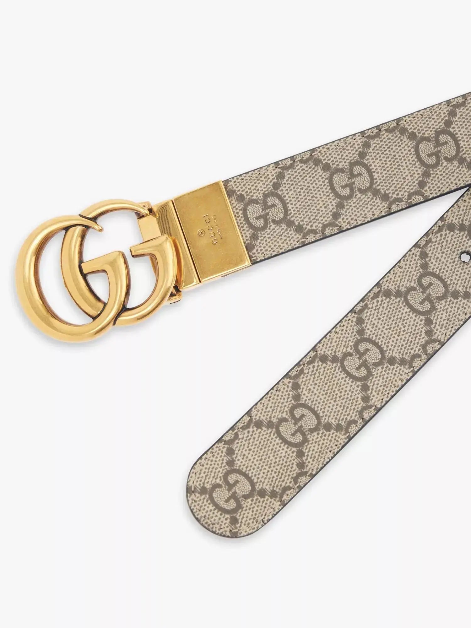 Women's Monogram-print brand-plaque leather belt Gucci
