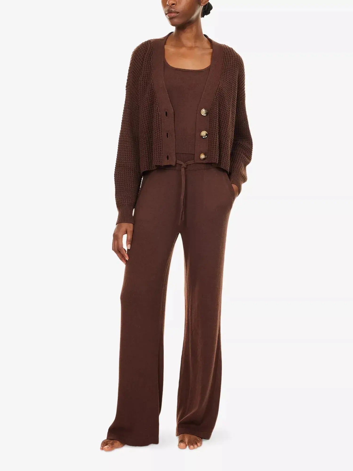 Women's Crop Textured Knit Cardigan Eberjey