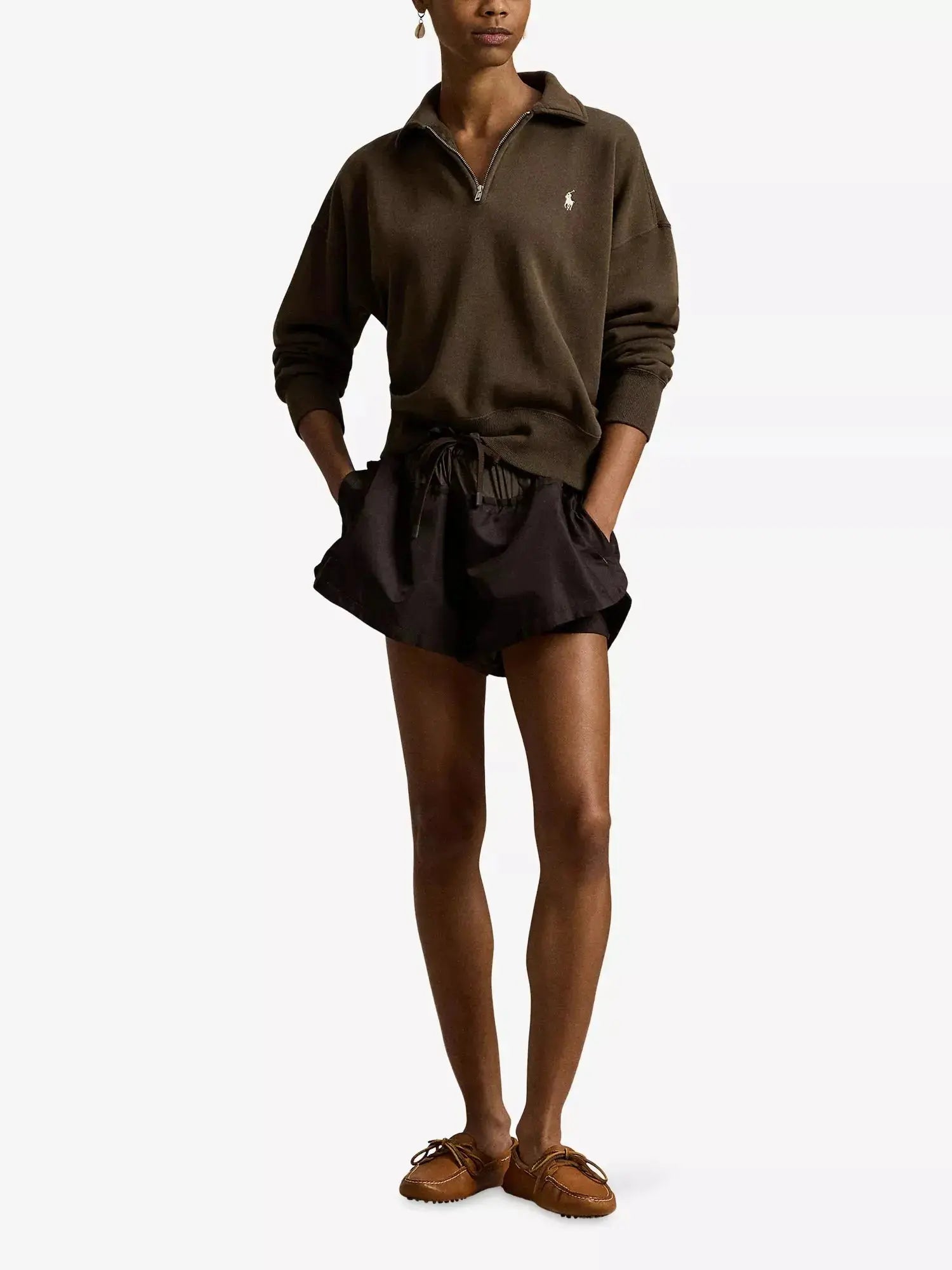 Women's Brand-Embroidered Half-Zip Cotton-Blend Sweatshirt Polo Ralph Lauren