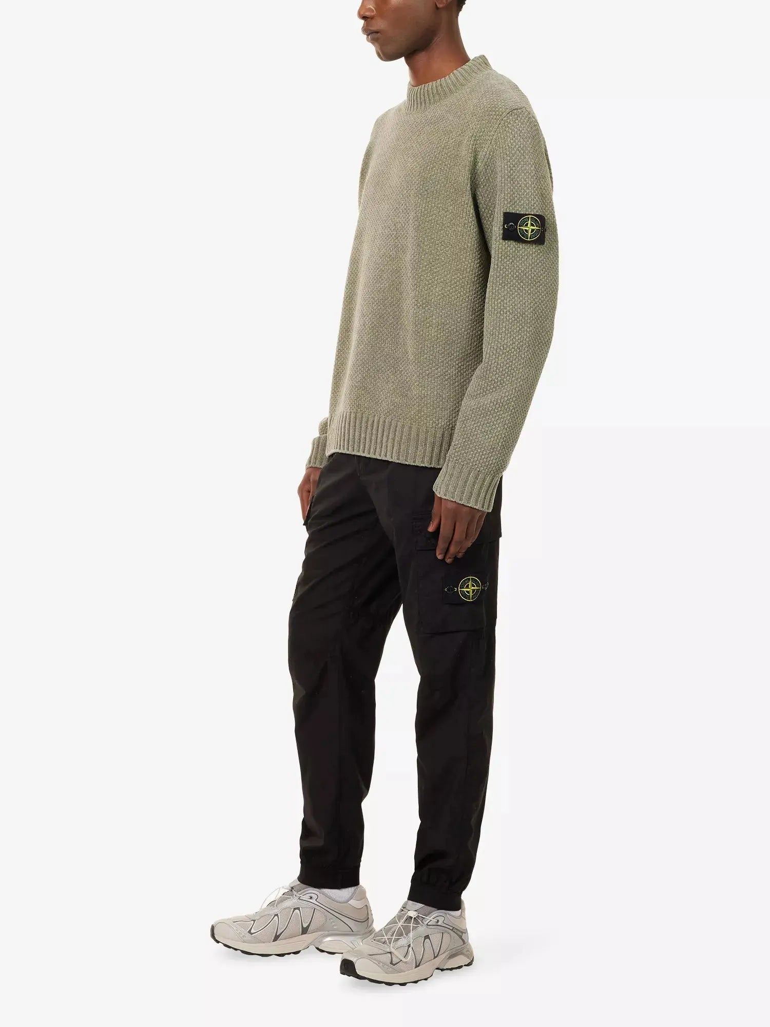 Men's Moss-Stitch Mock-Neck Cotton-Chenille Jumper Stone Island