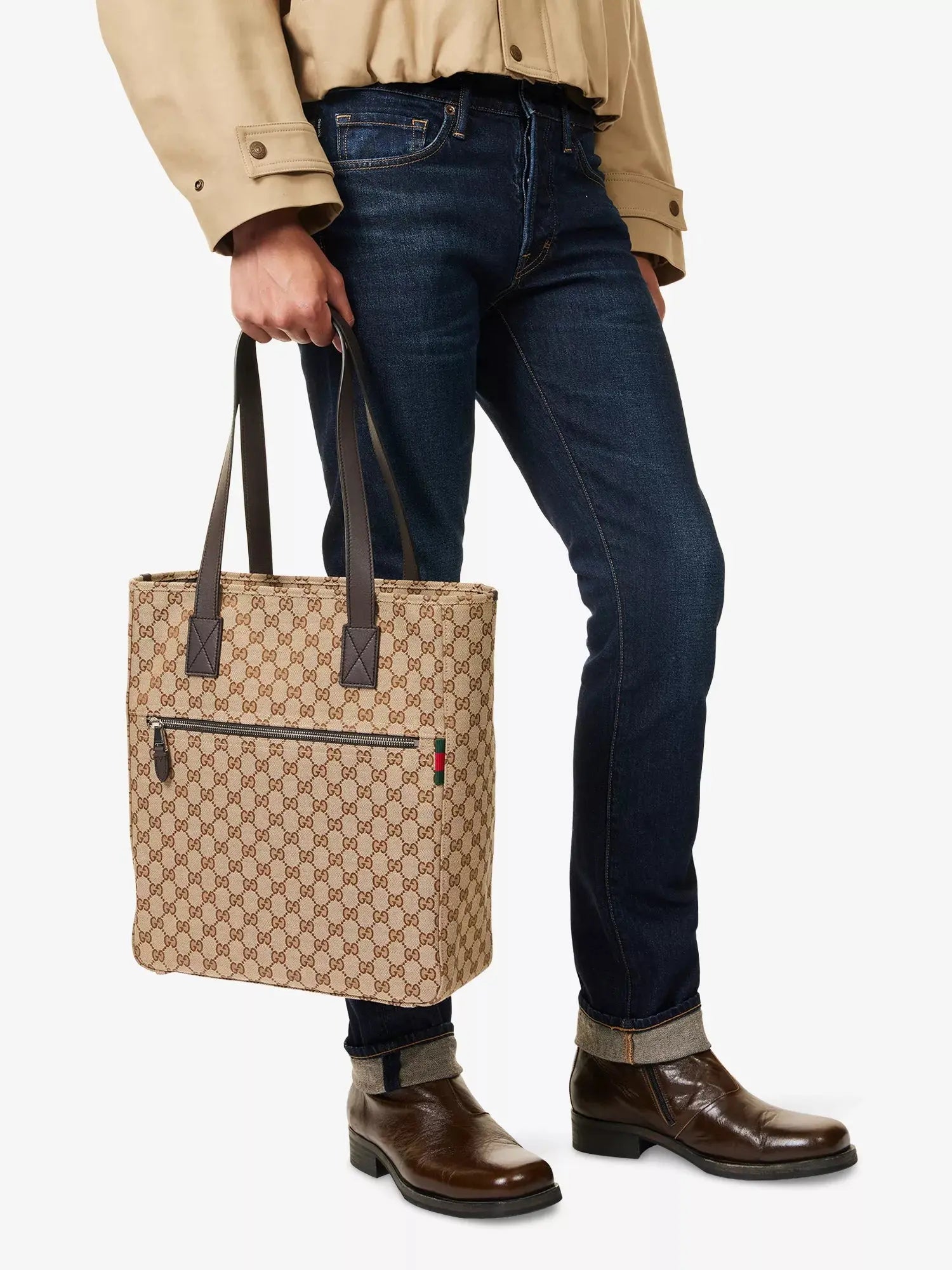 Men's GG-Monogram Medium Canvas Tote Bag Gucci