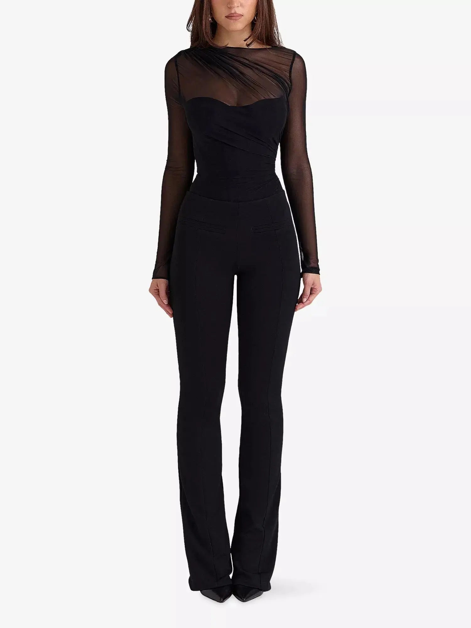 Women's Orelia Draped Stretch-Mesh Bodysuit House of CB