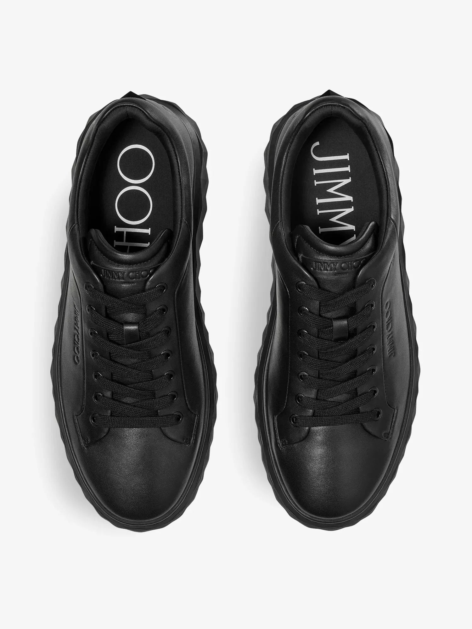 Men's Diamond Maxi logo-embossed leather low-top trainers Jimmy Choo