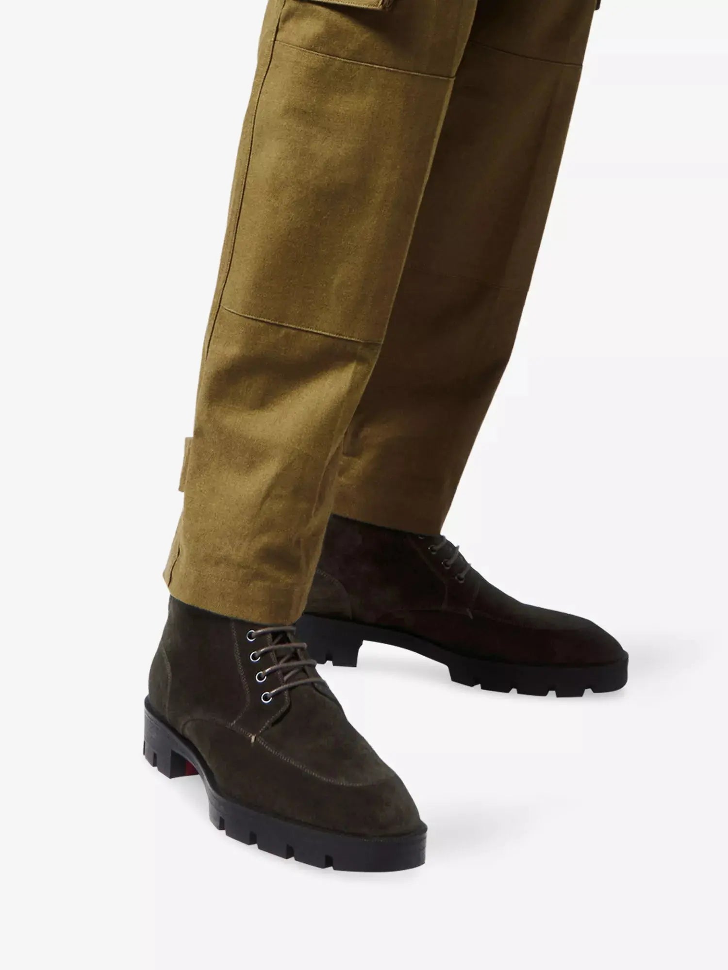 Men's Caracolo Lion Flat Crosta Leather Boots Christian Louboutin