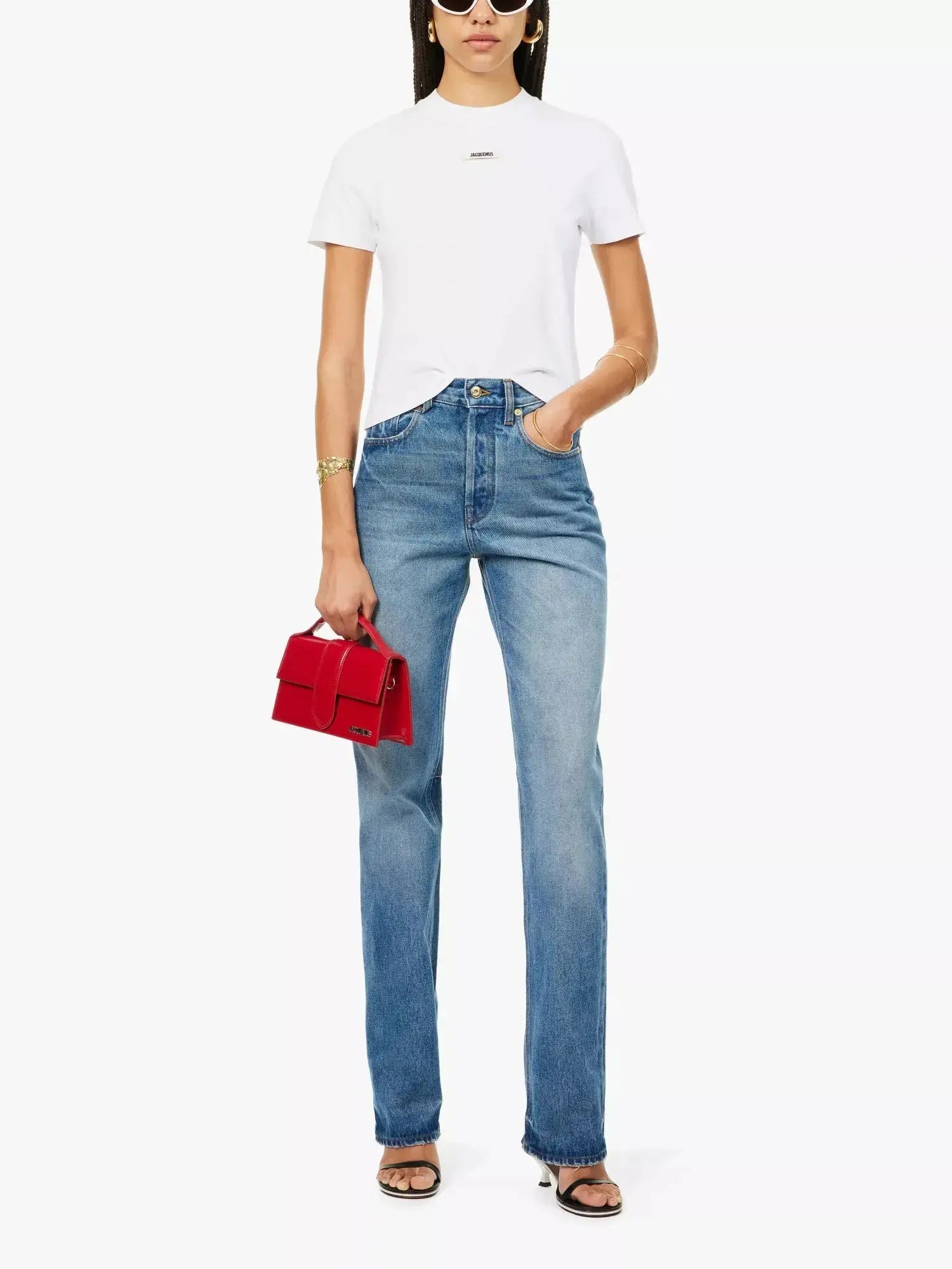 Women's Brand-print short-sleeve stretch-cotton T-shirt Jacquemus