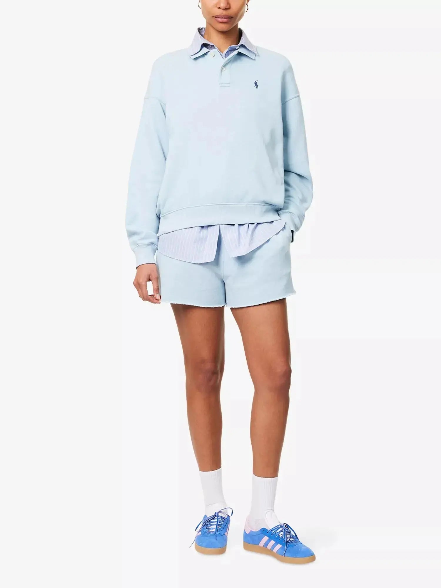 Women's Logo-Embroidery Polo-Collar Cotton-Jersey Sweatshirt Polo Ralph Lauren
