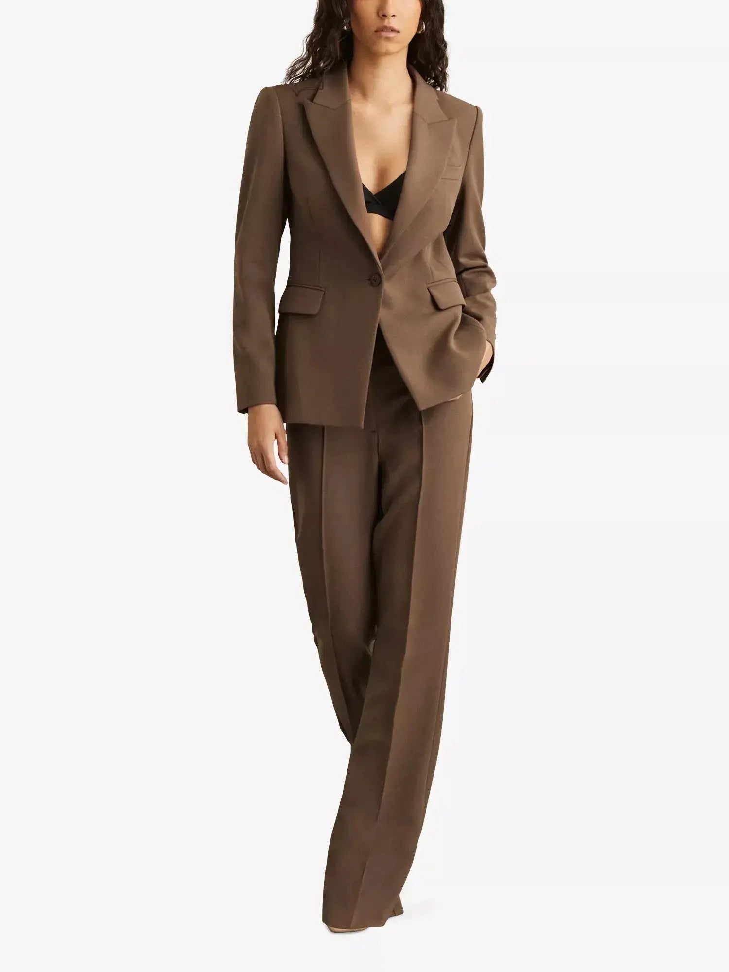 Women's Gabi single-breasted stretch-woven blazer Reiss