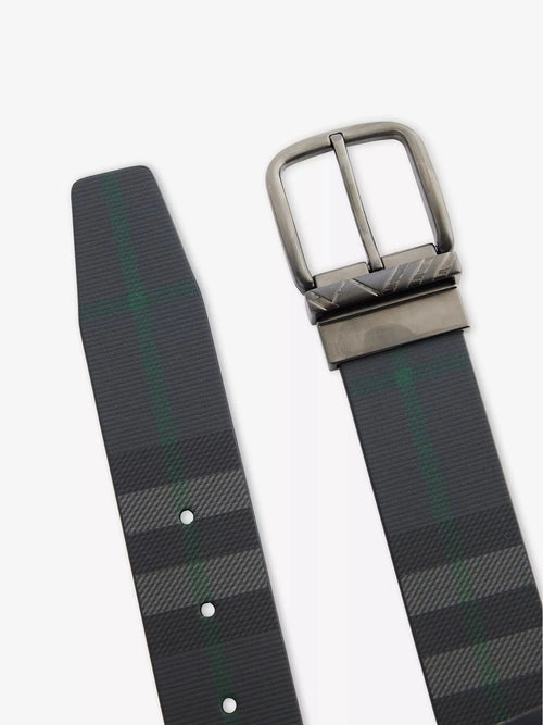 Men's Reversible Checked Leather Belt Burberry