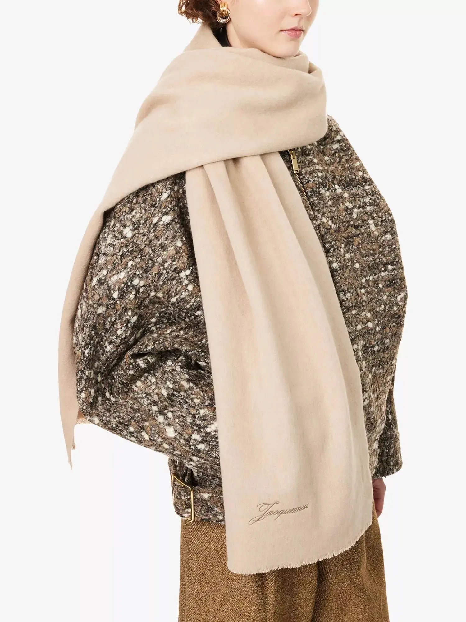Women's Tailleur Brand-Embroidery Wool And Cashmere Scarf Jacquemus