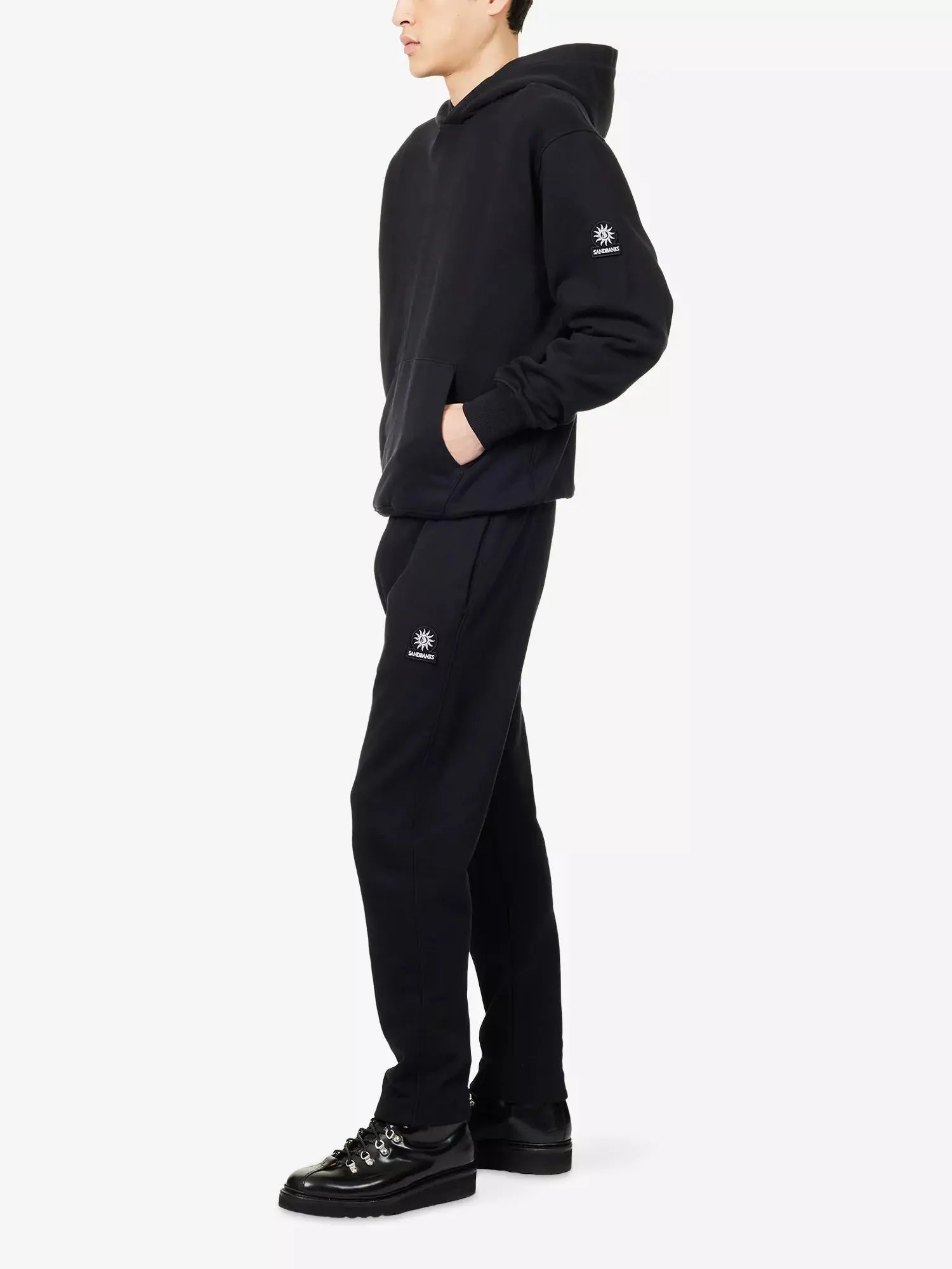 Men's Badge-Logo Relaxed-Fit Cotton Hoodie Sandbanks
