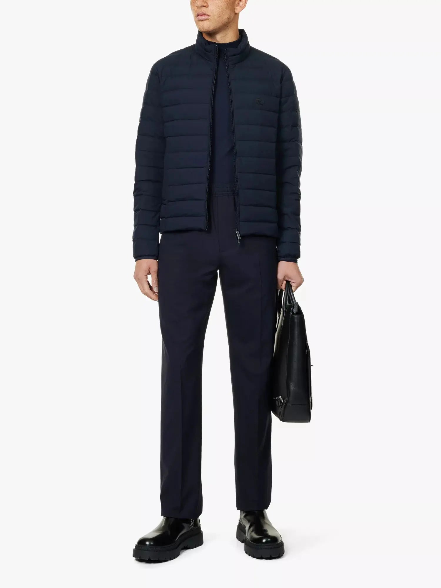 Men's Badge padded slim-fit woven-down jacket Emporio Armani